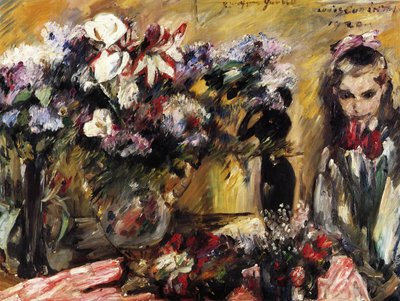 Bloemen en dochter Wilhelmine door Lovis Corinth